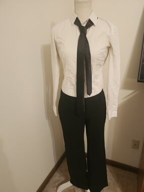 Black And White Womens Suite With Tie